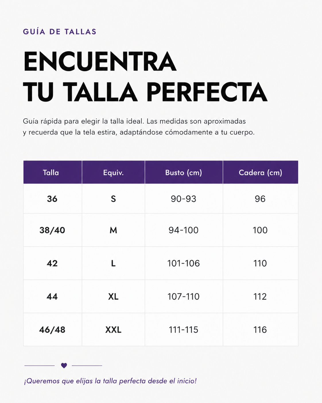 Guía de tallas
